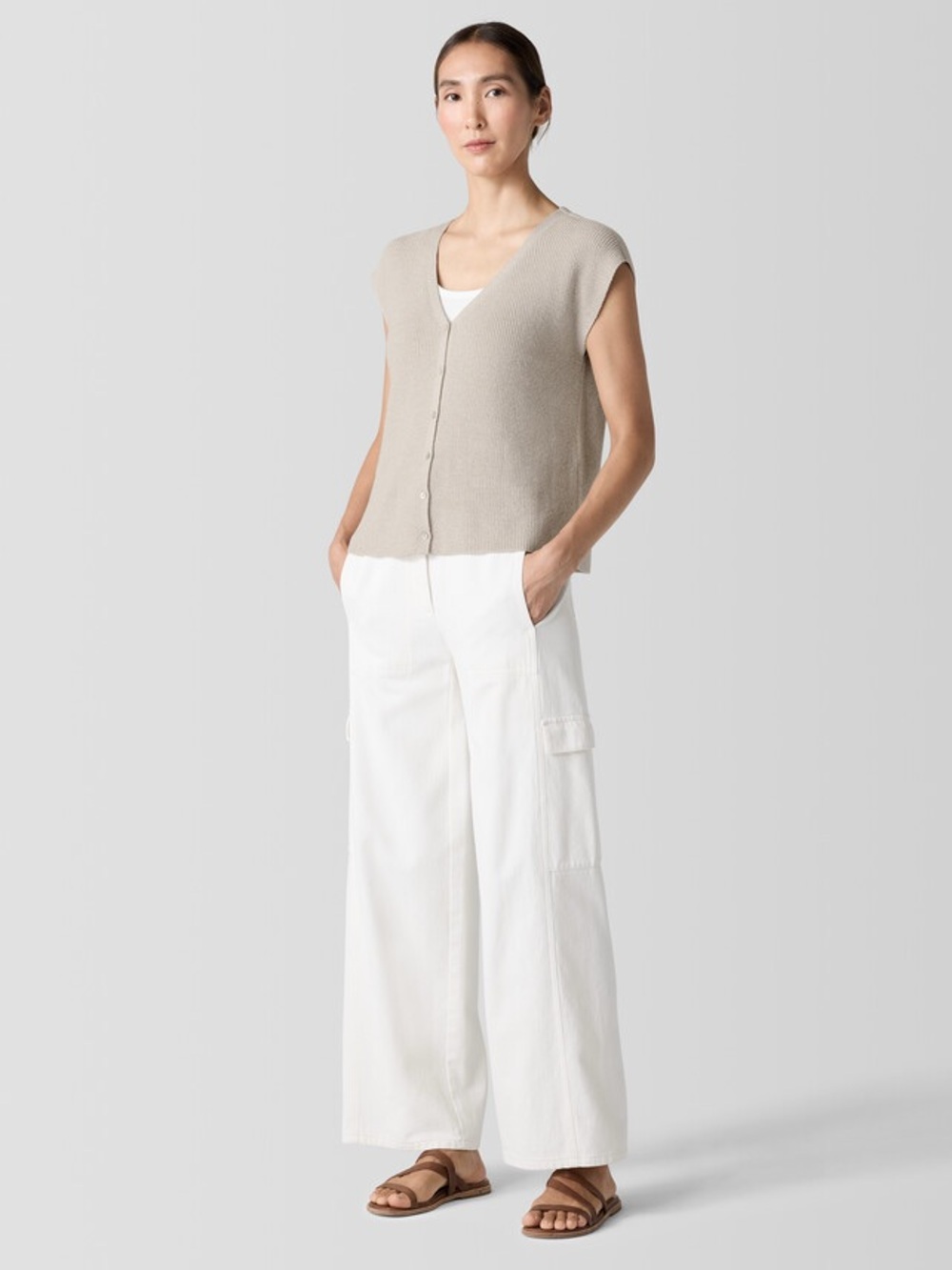 Eileen Fisher Peruvian Organic Cotton Crepe Vest size XSmall